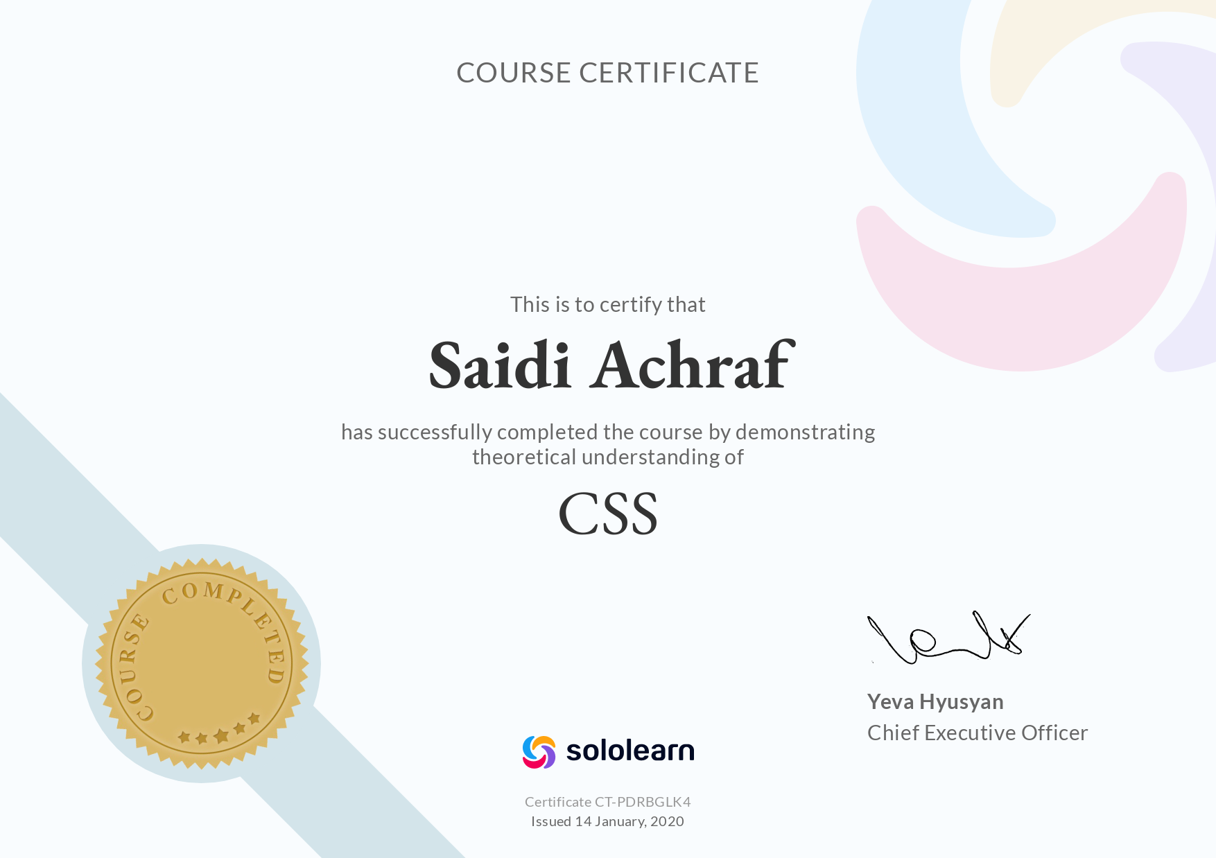solo learn certification css